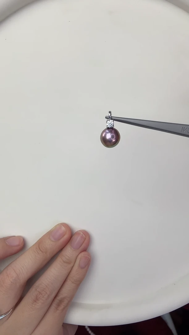 【闪购商品】淡水珍珠颈饰银S925镶嵌SGYS戴妃紫珠吊坠万能10-11mm