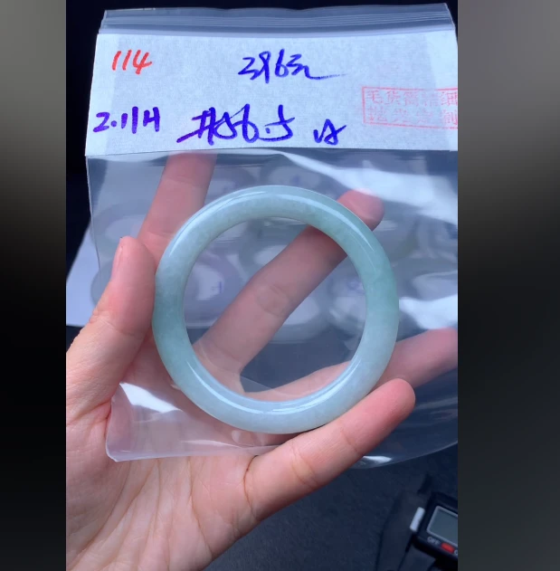 定制翡翠未镶嵌毛货需精细抛光114手镯56.5纹+396元+拍一发一