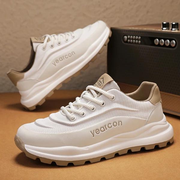 YEARCON/意尔康男鞋春夏季休闲鞋运动风透气网面增高E51501154