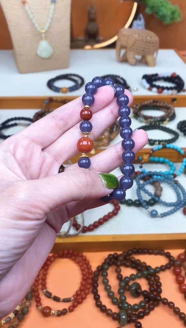 手链未镶嵌和田玉单圈和田烟紫南红手串