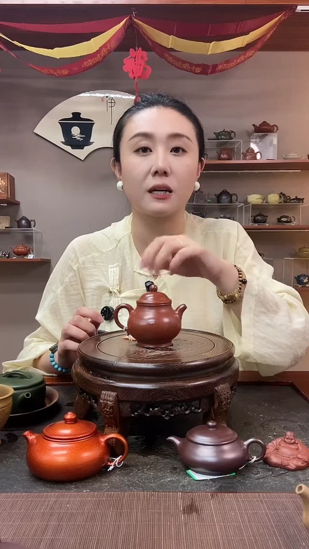 茶壶紫砂光器高潘壶 鸡血大红袍 徐方梅