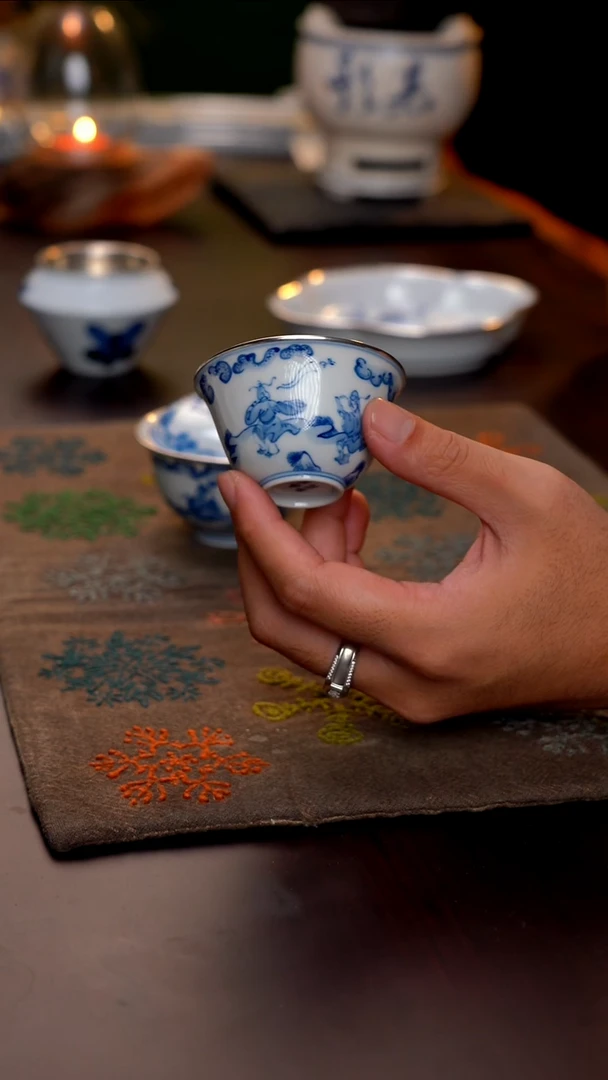 空白期手绘单杯包银口微瑕不退不换