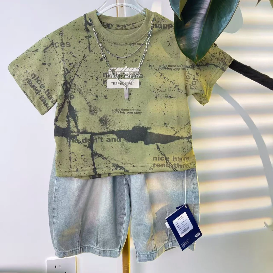 男童金属短袖T恤2025新款夏季儿童休闲上衣百搭小童夏款潮酷