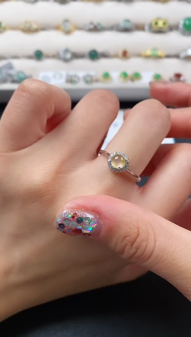 银S925镶嵌戒指翡翠天然缅甸A货翡翠11 10-2