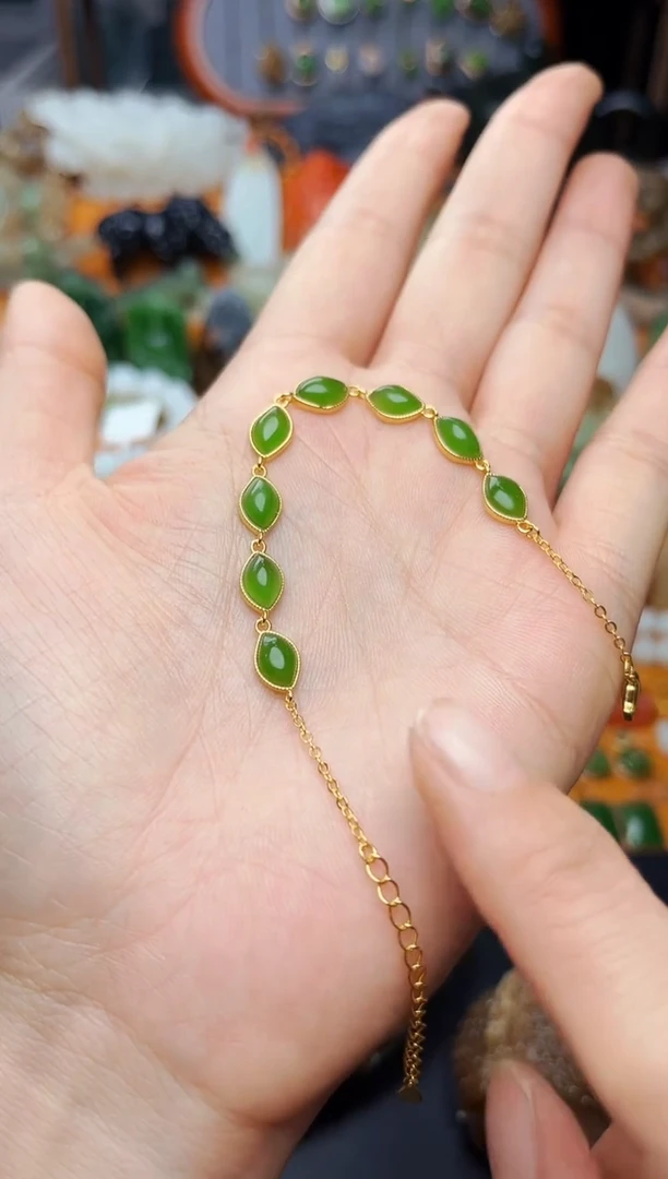 【闪购商品】和田玉是咯银S925镶嵌手链