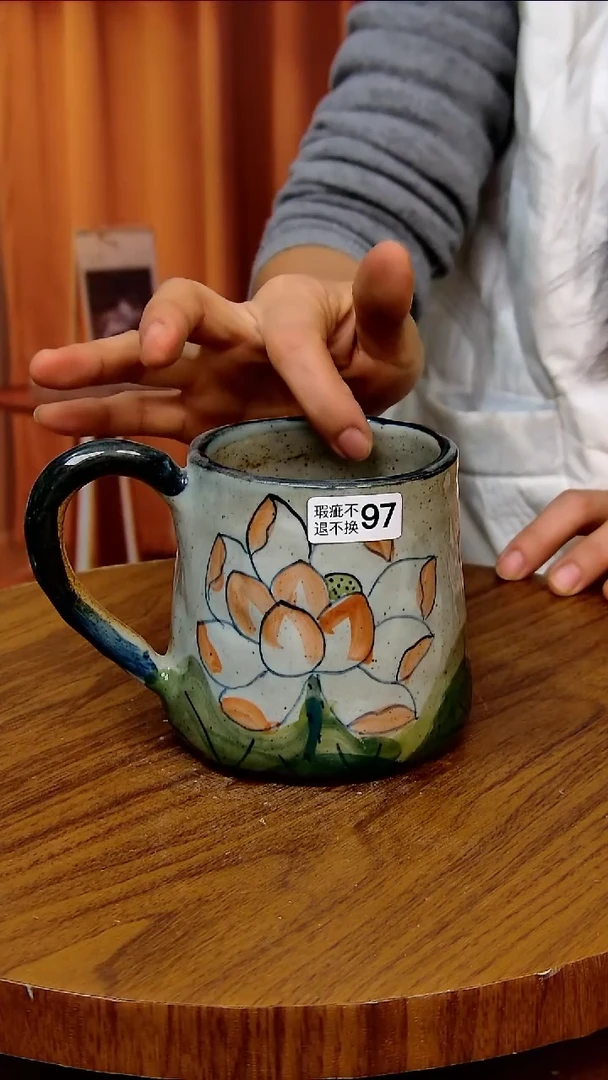 杯子陶景德镇手工手绘釉下彩陶瓷，微瑕