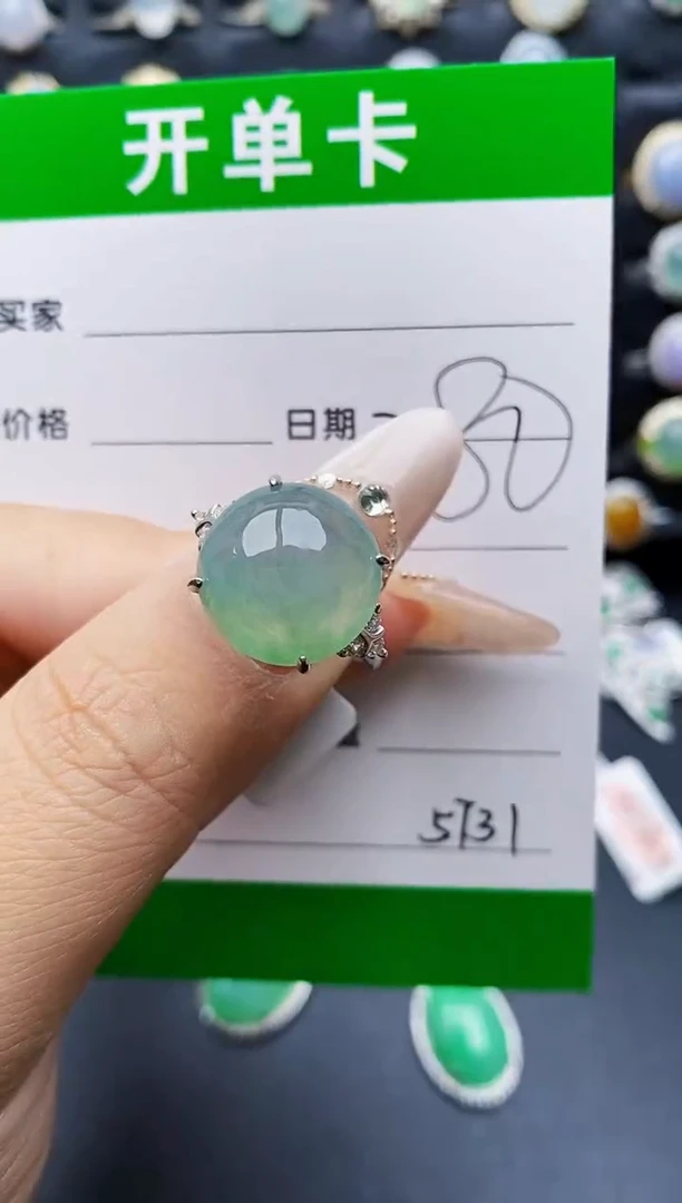 银S925镶嵌戒指翡翠5731