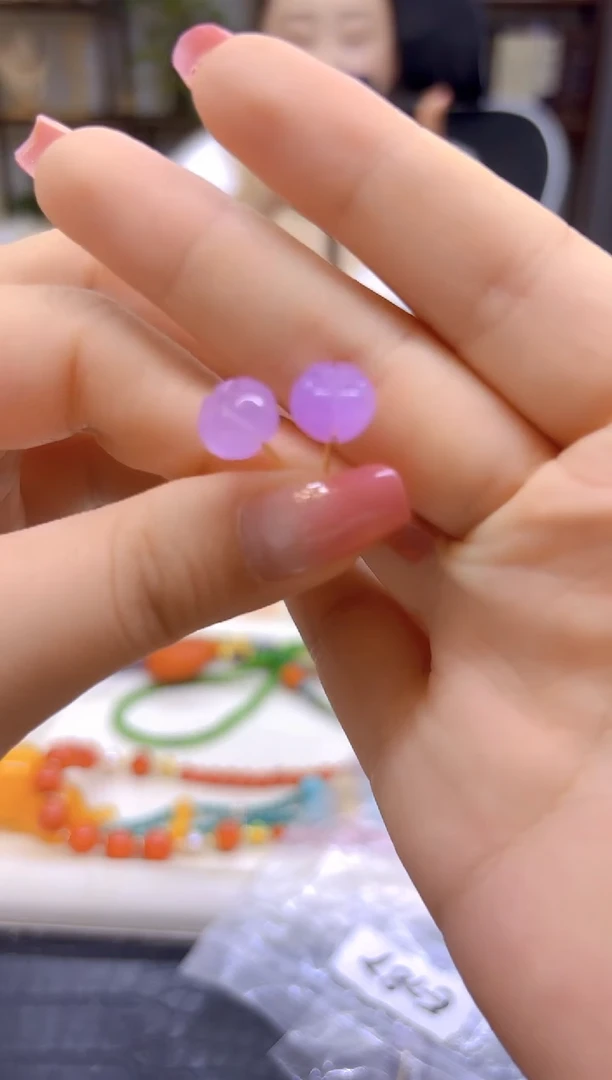 14K金镶嵌翡翠耳钉DIY款E787