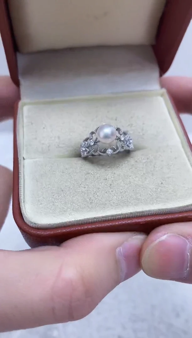 银S925镶嵌戒指海水珍珠