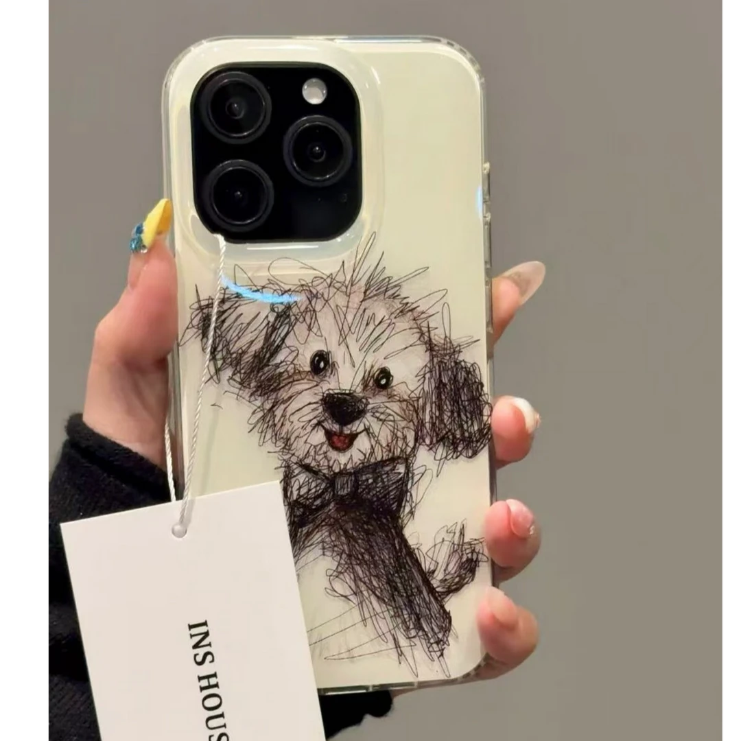 涂鸦潦草狗狗适用苹果16Pro手机壳iPhone/华为/OPPO/小米/VIVO/软