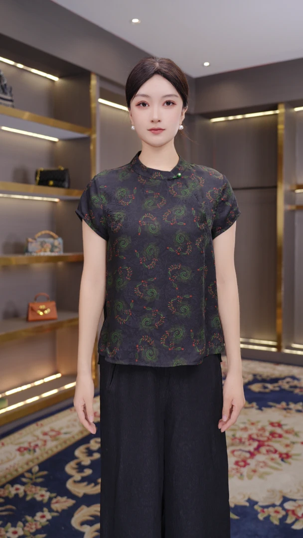 [芳华] 2025新款花萝提花气质时尚连肩袖上衣