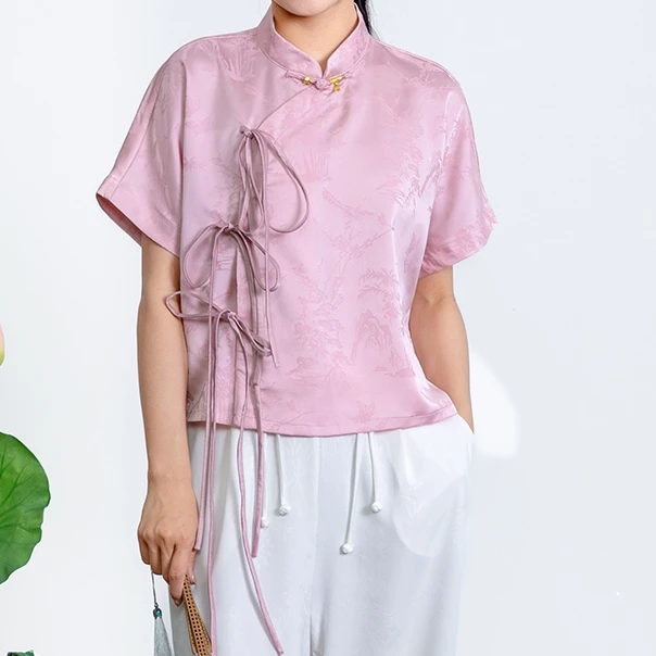 【十三郎】发二新款提花斜襟上衣241036