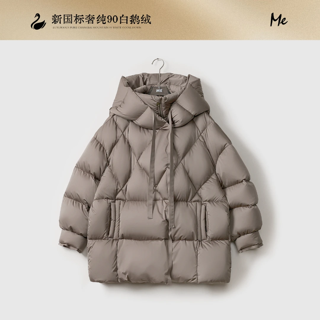 ME【斑鸠灰鹅绒服】白鹅绒重工轻奢时尚百搭宽松休闲羽绒服MEQC3906
