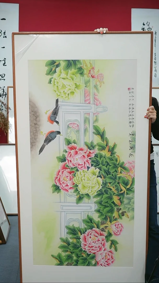国画163*83带框榫卯结构作品