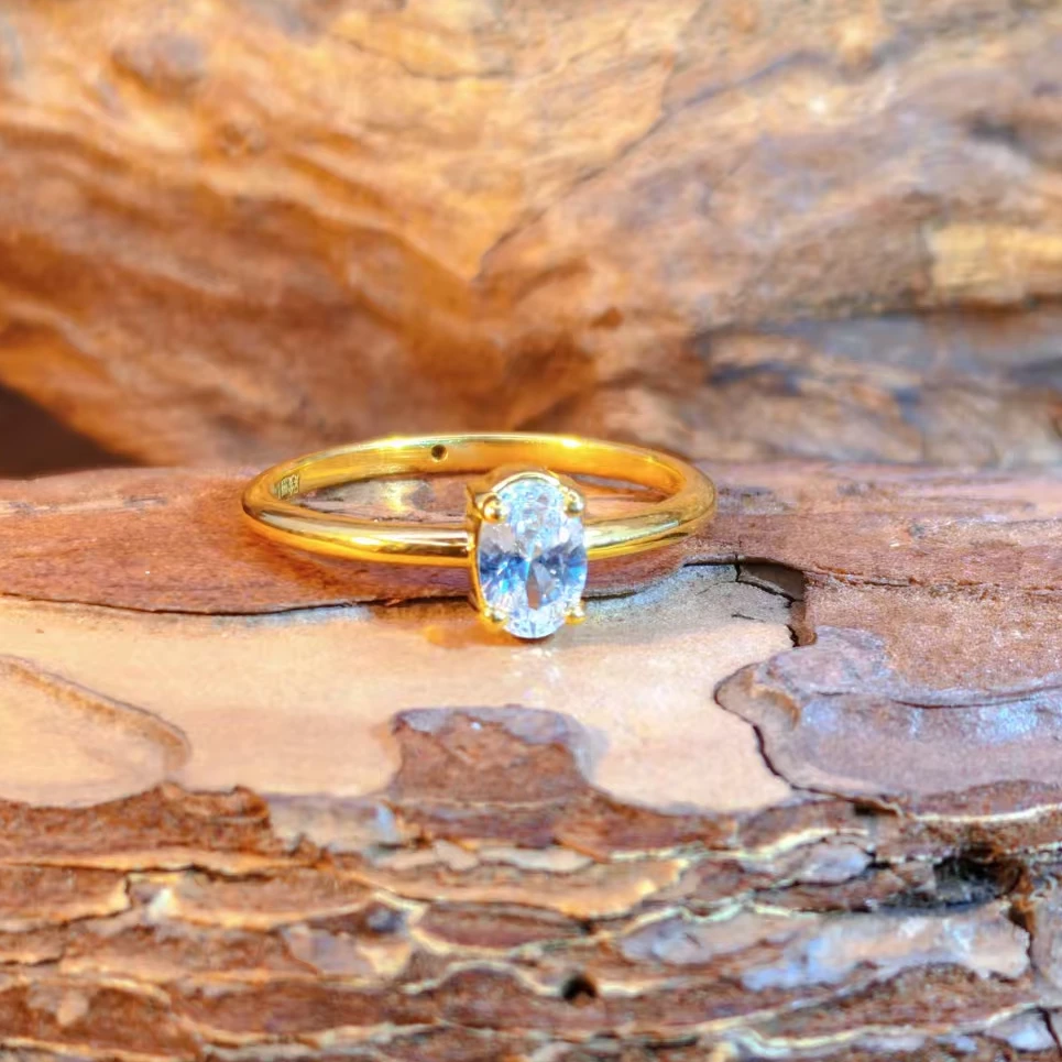 【菲菲专享】足金999 椭圆白钻戒指 6D工艺 双11大促