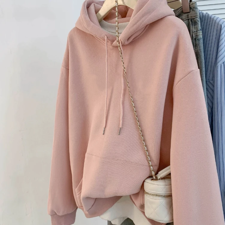 【D701-749】秋冬季新款圆领连帽奥粒绒卫衣男女宽松休闲上衣