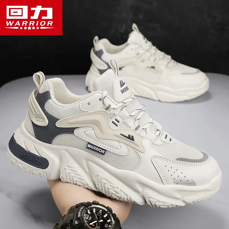 回力男鞋秋季透气厚底网面老爹鞋ins潮流百搭男士白色运动休闲鞋