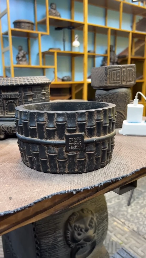 陶土时来运转竹节盆