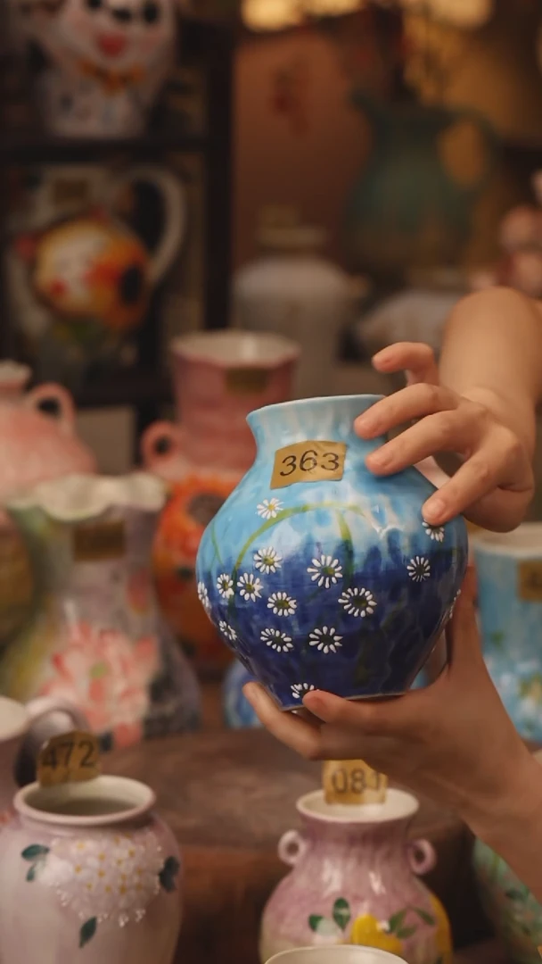 陶瓷363景德镇设计师手作花器摆件侘寂风
