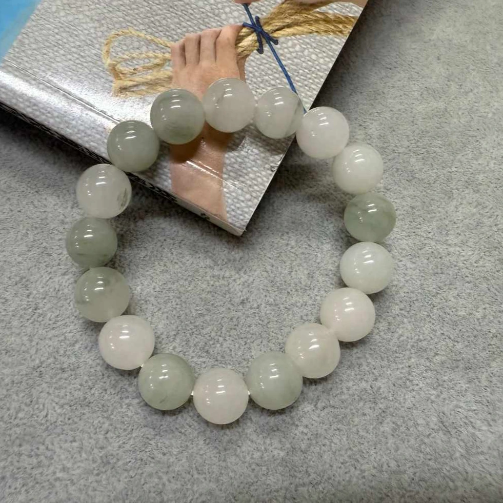 【破价】天然白冰玉手链女款百搭单圈多样性发一冰透玉手串