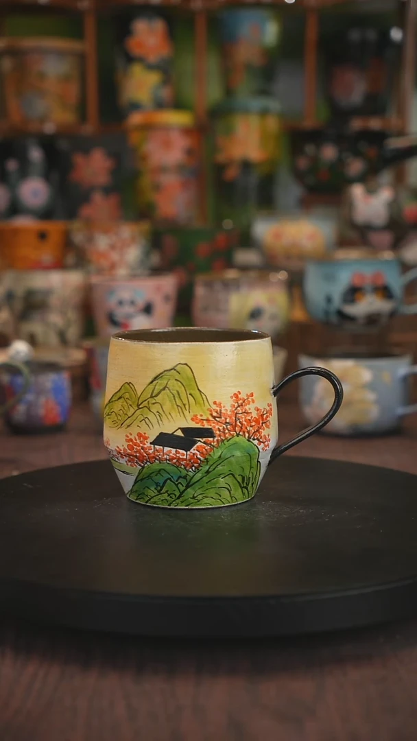 紫砂油画手绘釉下彩