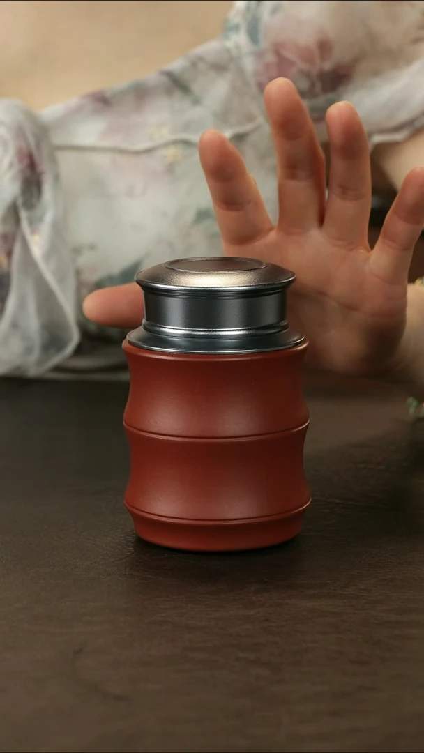 紫砂茶叶罐直播福利朱泥竹节罐