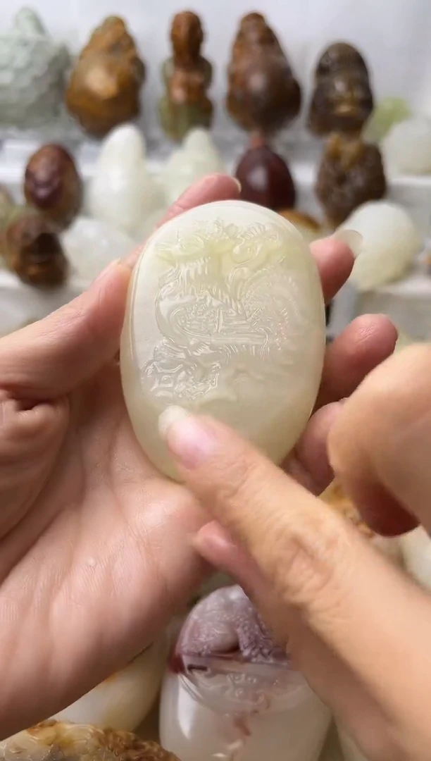 石材方解石手把摆件不退换鸡