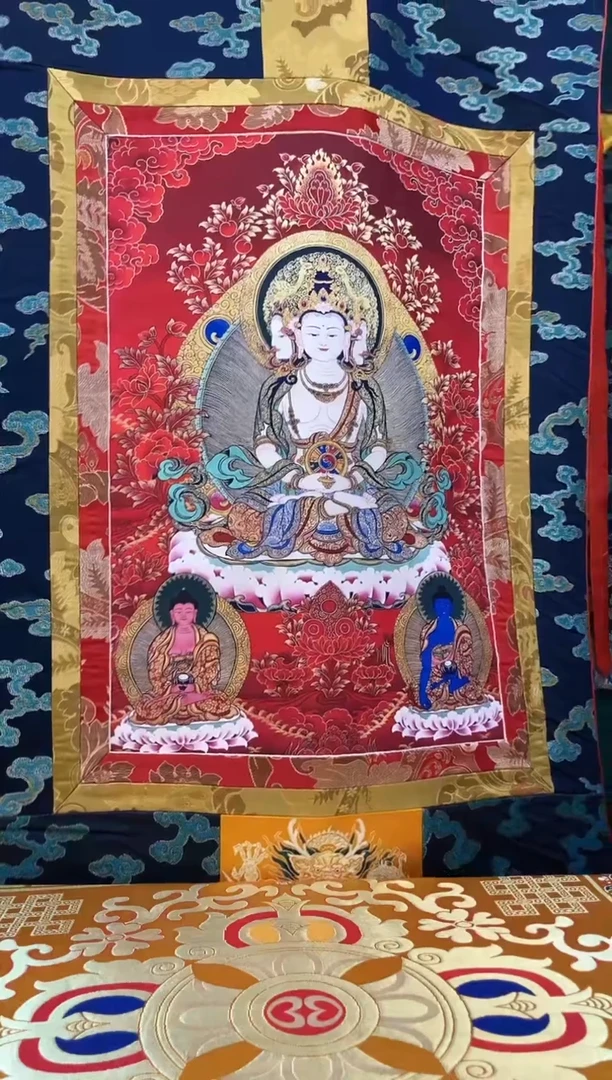 【闪购商品】卷轴画矿物质喷绘  大日如来1.3m蓝色水波纹