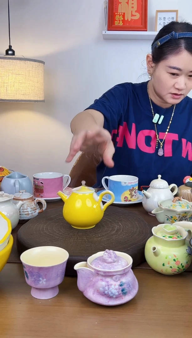 景德镇陶瓷柴烧黄色壶