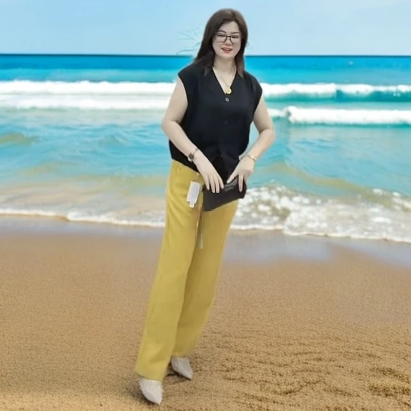 2025时尚轻柔舒服直筒裤（芥黄色）
