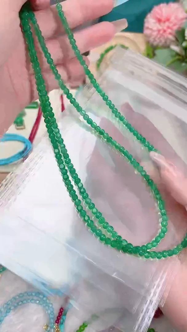 银S925镶嵌颈饰绿水晶切面89