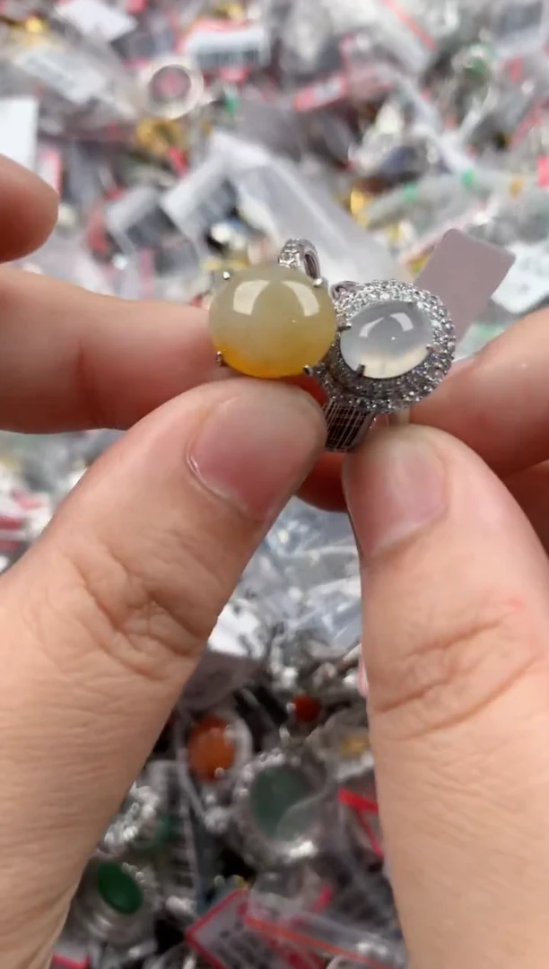 银S925镶嵌戒指翡翠222   5