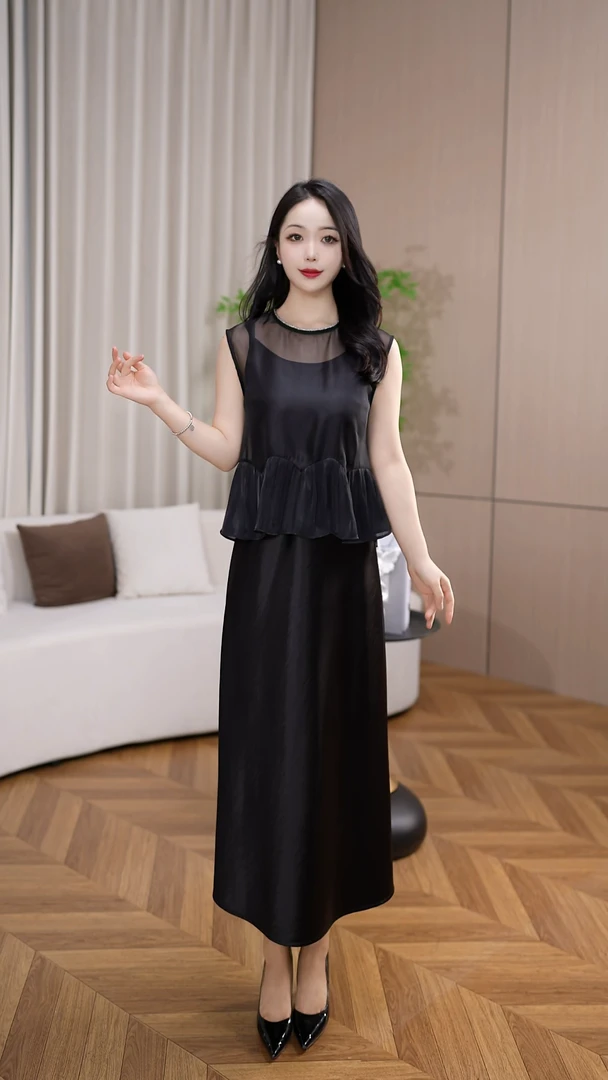 夜影涟漪DYD7007 夏季新款两件套显高显瘦气质轻奢连衣裙套装