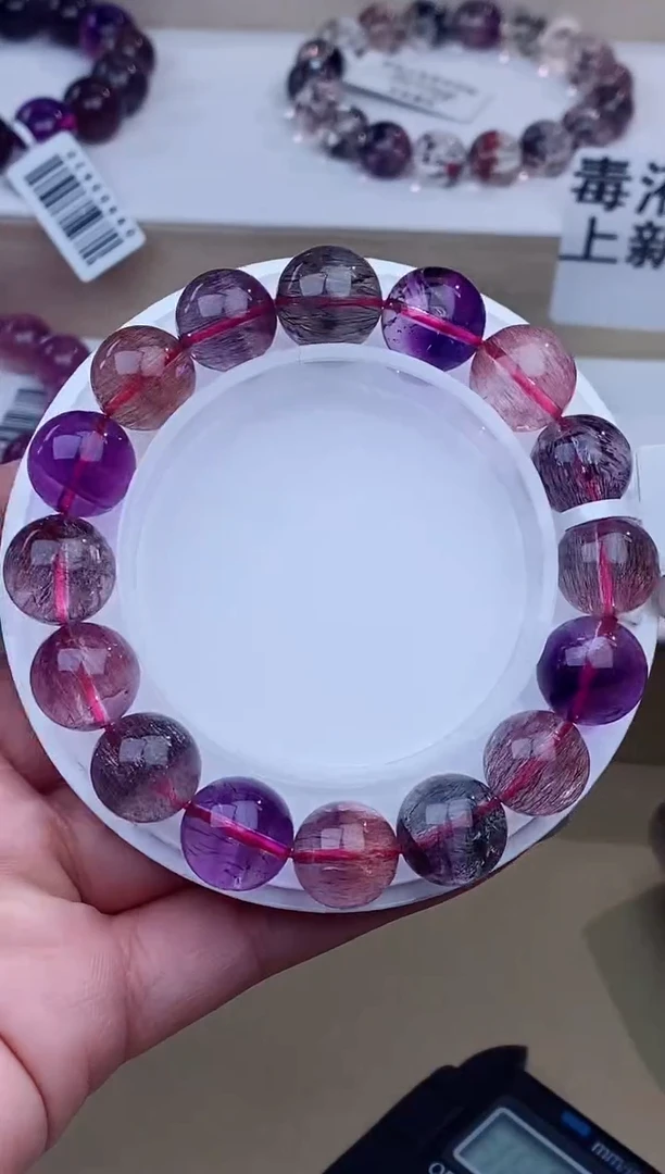 未镶嵌手链水晶黑加仑超七单圈12m+