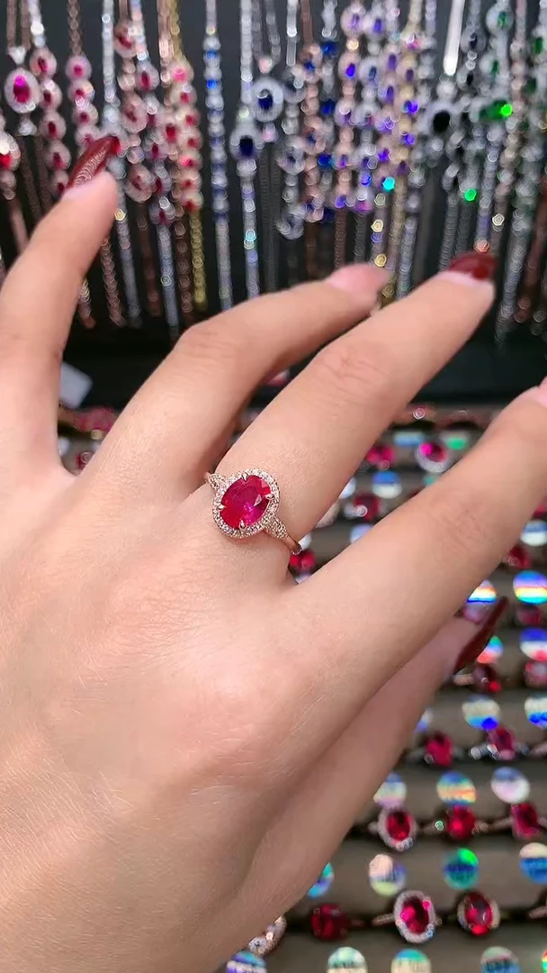 【闪购商品】红宝石戒指银S925镶嵌6.8玫瑰金