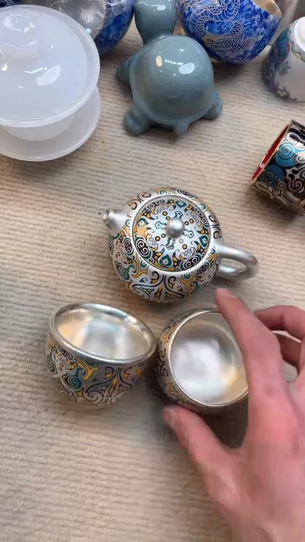 【闪购商品】瓷片@@@@@@@@@@@@金银错一壶两杯