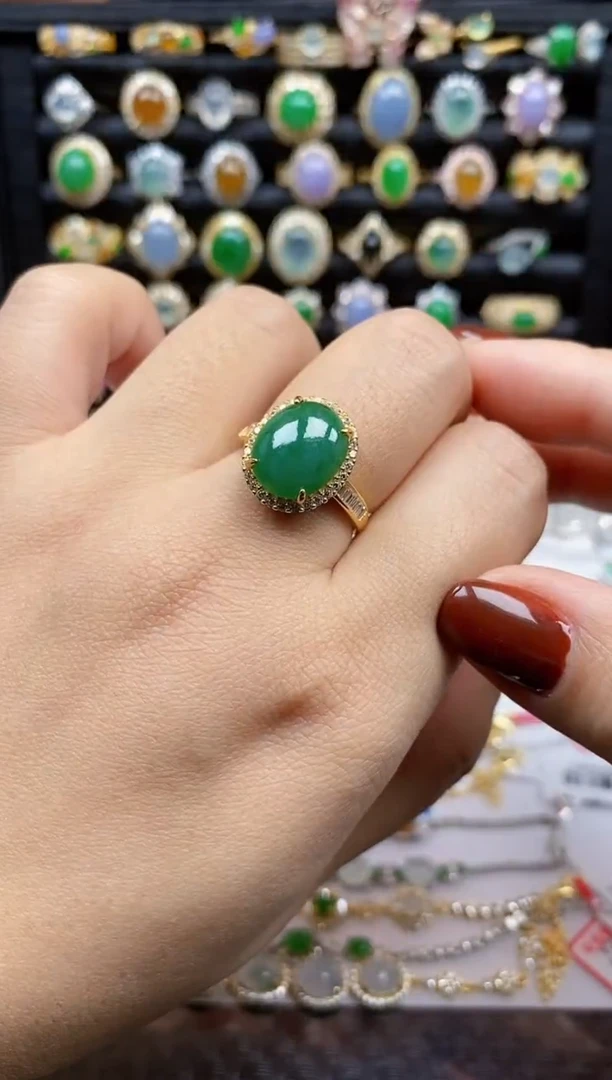 银S925镶嵌戒指翡翠8866