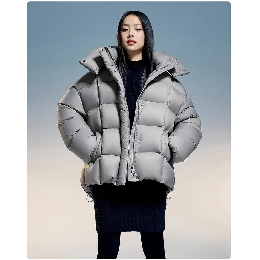 JUNJJ【冰之恋】新款金属质感甜酷风廓形短款羽绒服女黑金系列