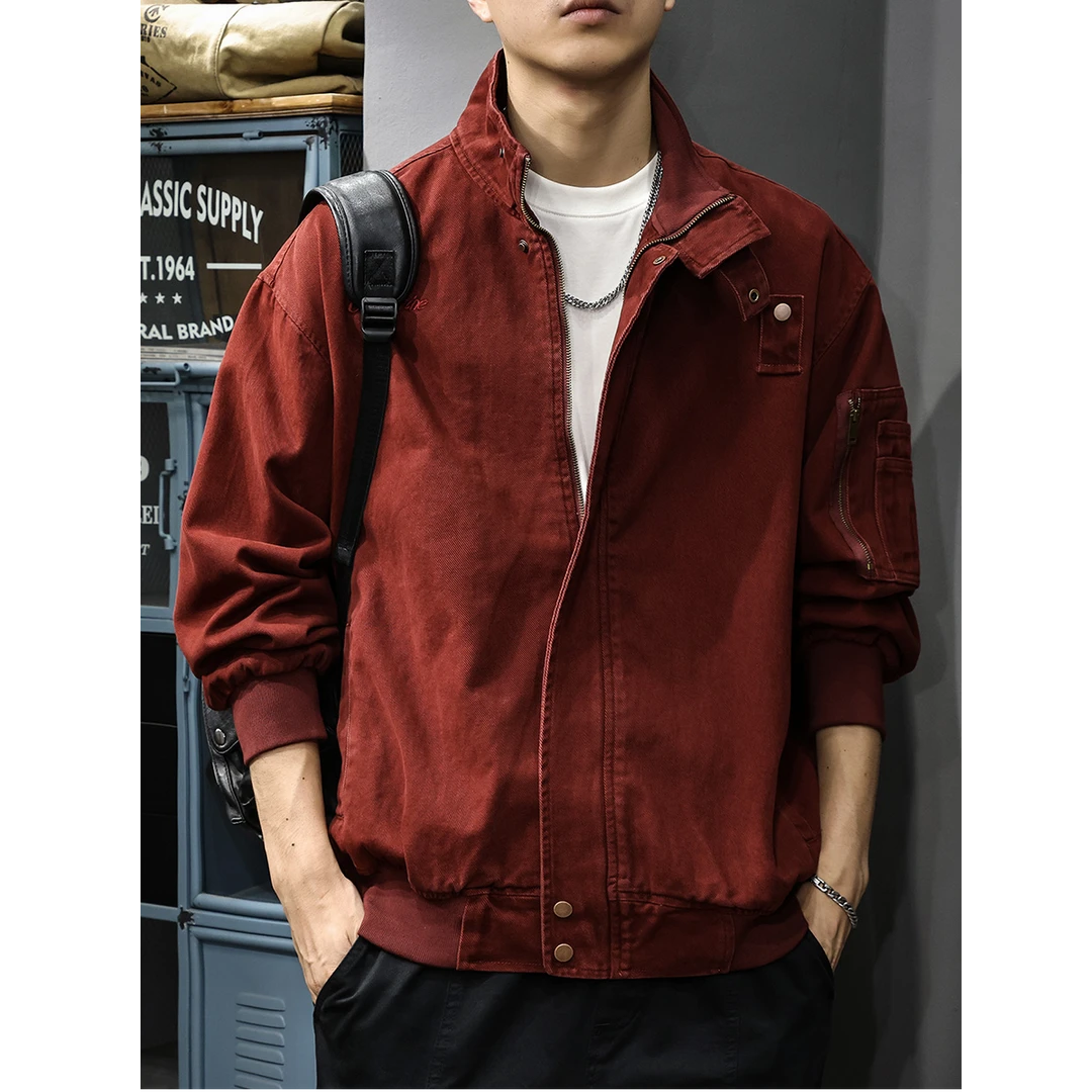 ECLONIAFON/埃卢涅芬休闲工装男士夹克美式上衣衣服春秋刺绣男款