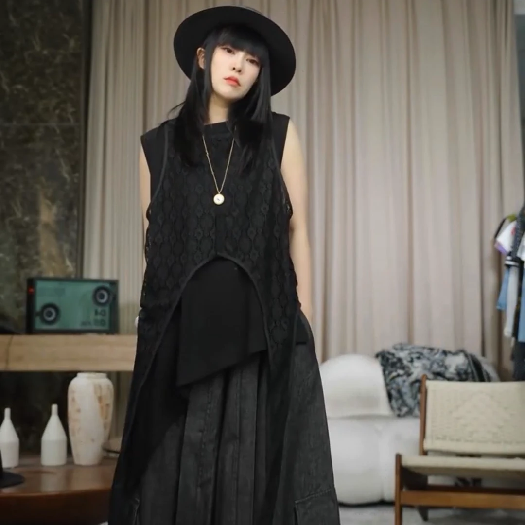 infobyfive夏季福利三代三角宽松斜边不规则背心坎肩NF0504058