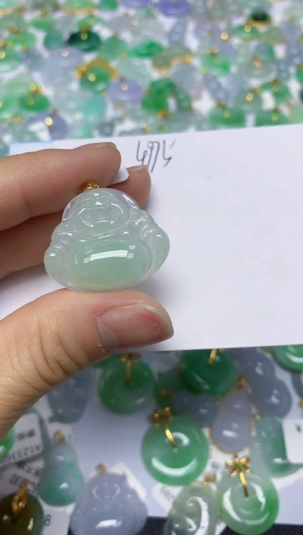 【闪购商品】翡翠挂件18K金镶嵌 天然翡翠A货