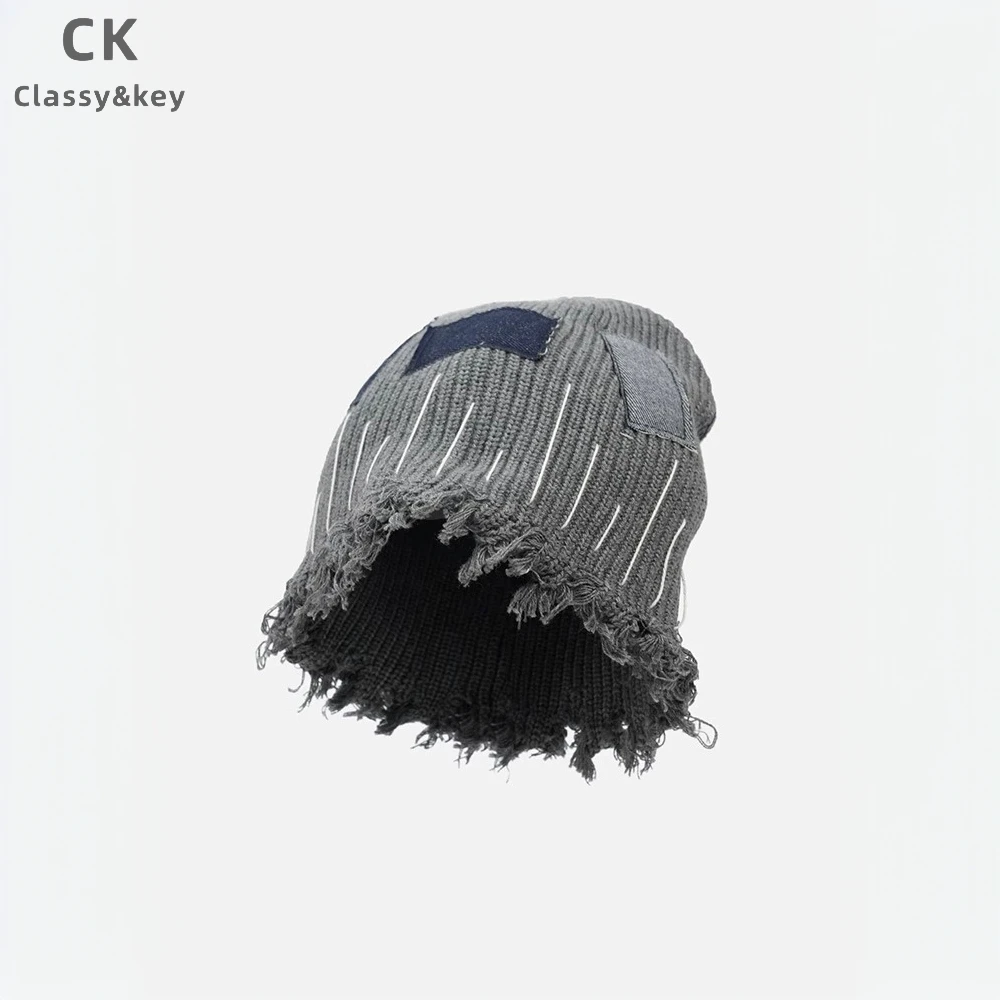 Classy key新加坡设计师联名款秋冬毛边针织套头帽子时尚保暖冷帽