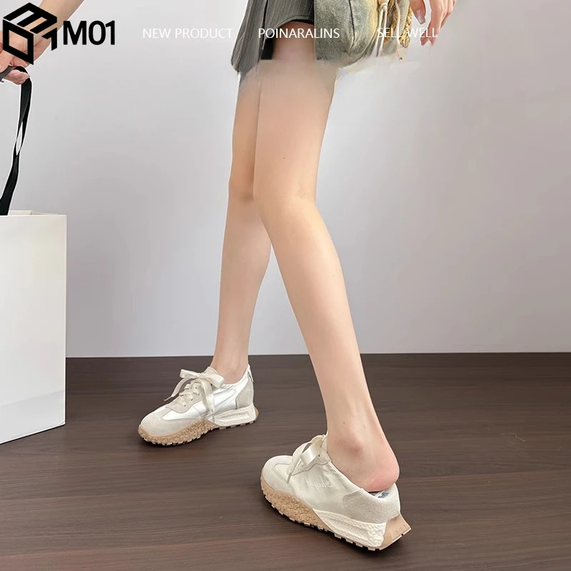 M01小个子内7cm夏季新款透气芭蕾德训鞋女运动阿甘鞋厚底休闲鞋