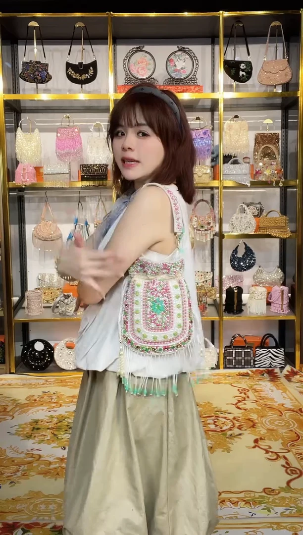 织物珠韵恒泽重工串珠手提包