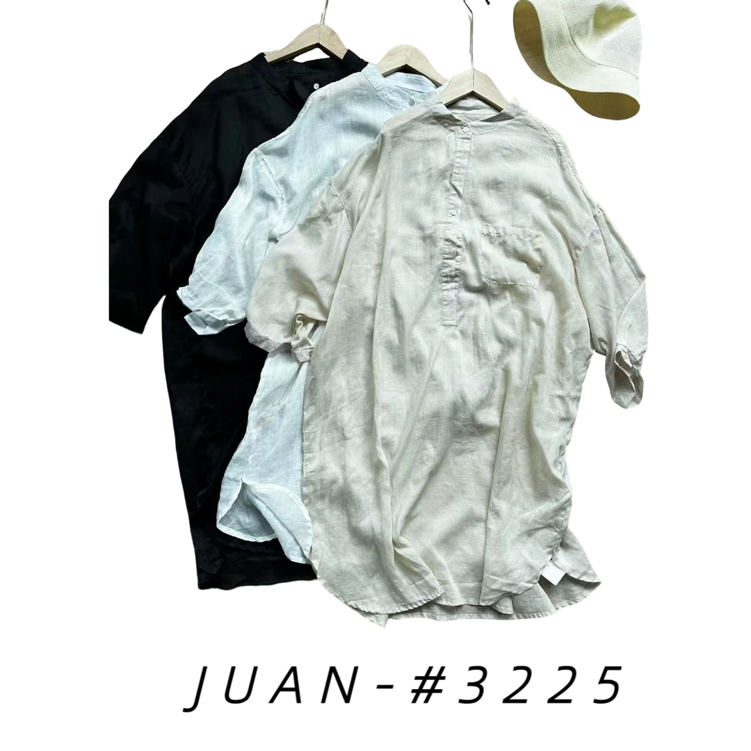 2335夏季轻薄防晒苎麻长款衬衫