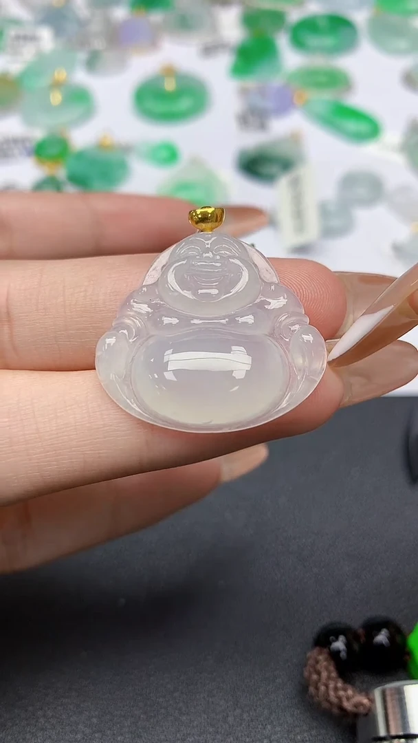 颈饰18K金镶嵌翡翠a货假一赔三支持复检百元上9元证书费自理