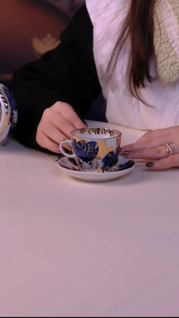 俄皇 金色花园系列 咖啡杯碟