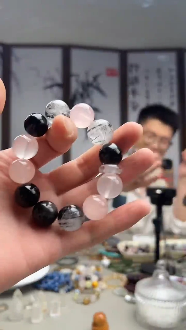 水晶手链未镶嵌黑发多宝16mm