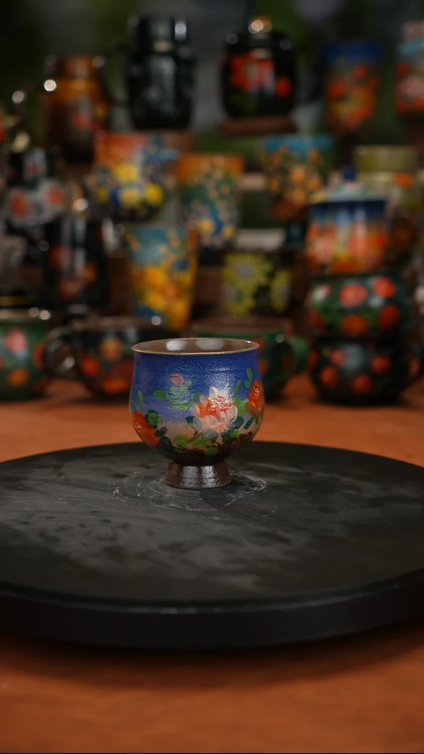 紫砂油画手绘釉下彩