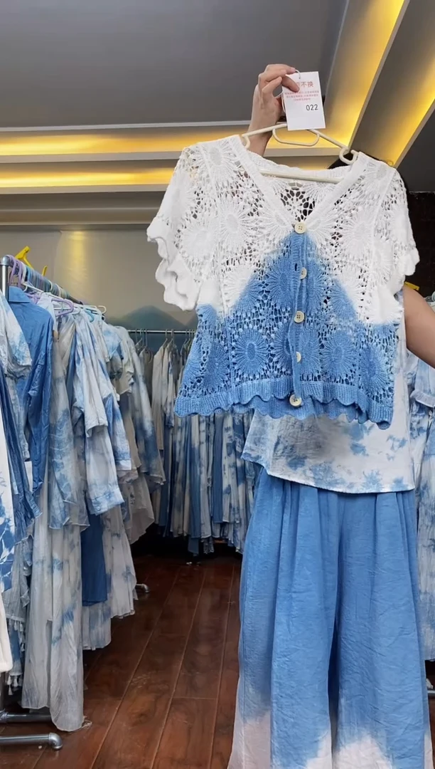 云浅蓝深 扎染服饰 022